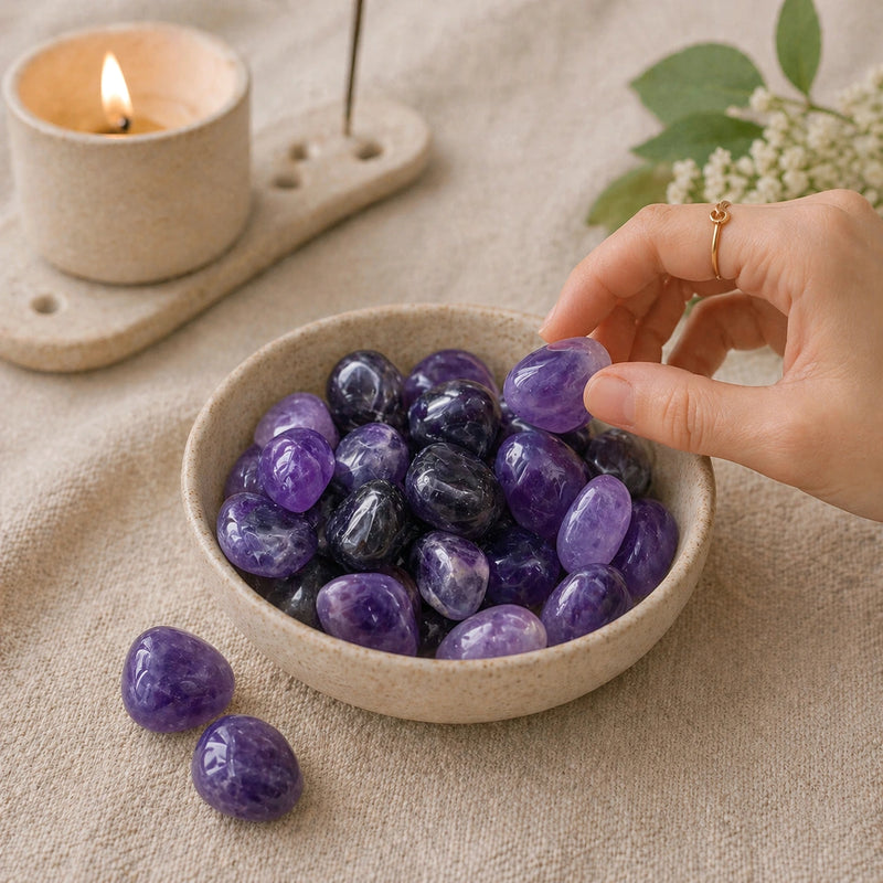 Reiki-Charged Amethyst Tumbled Stone