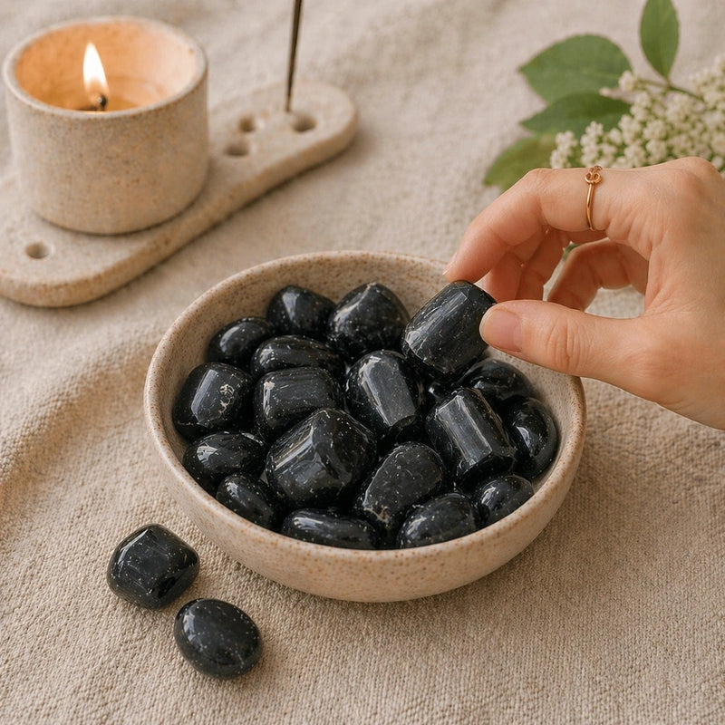 Polished Black Tourmaline Tumbled Stone